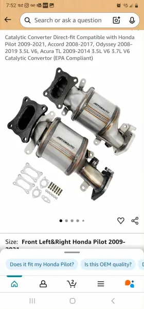 Hdpt012-13y Abysmauto Catalytic Converter Front Left And Right Direct Fit Compatible With Honda Pilot