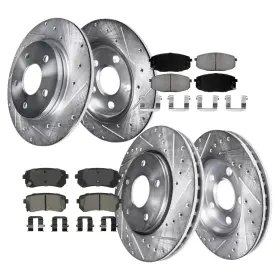 10ae1200256 Aeflox Front-rear Drilled Disc Rotors And Brake Pads Kit 10-13 Forte / Koup /forte5