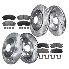 10ae1200681 Aeflox Fwd Front Rear Brake Rotors Ceramic Pads For Rendezvous And Aztek 2001-2007