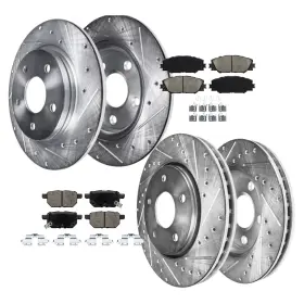 10ae17000160 Aeflox Front Rear Drilled Slotted Rotors Pads For Scion Pontiac Toyota 2009-2018