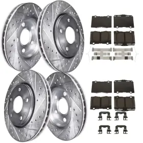 Ae-10ae1201401 Aeflox Front And Rear Drilled Disc Rotors Ceramic Brake Pads For 2005-2012 Acura Rl