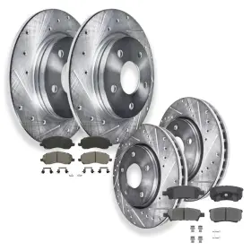 Ae-10ae1201517v2 Aeflox Front And Rear Drilled Rotors Brake Pads For Dodge Avenger Caliber Jeep Compass