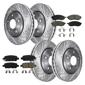 Ae-10ae1900467v9 Aeflox For Nissan 370z Infiniti G35 G37 Ex35 Ex37 G25 M35 Front Rear Rotors Brakes Pads