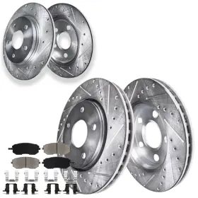 Ae-10ae2300135 Aeflox Front Rear Drilled Rotors Ceramic Brake Pads For 2004-2007 Subaru Impreza 9-2x