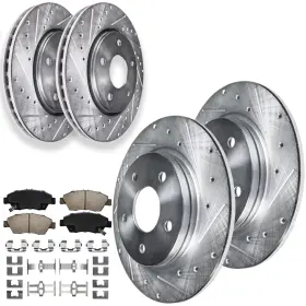 Ae-31311 Aeflox Front Rear Drilled Rotor Ceramic Pad For 2002-2006 Acura Rsx And Honda Civic