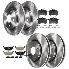 Ae-34143 Aeflox Front And Rear Disc Rotors Ceramic Brake Pads For Jetta Golf Beetle 1999-2009
