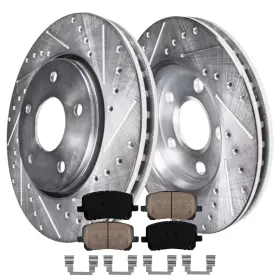 Ae-4ae2300027 Aeflox Front Drilled Rotors Brake Pads For 2003-2008 Toyota Corolla Matrix Pontiac