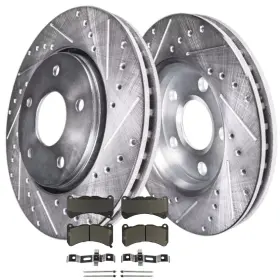 Ae-4ae471112 Aeflox Front Drilled Slotted Disc Brake Rotors Pads Kit For 2018 - 2021 Subaru Wrx Sti