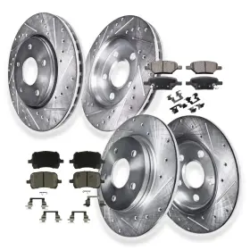 Ae-55093 Aeflox Front And Rear Drilled Rotors Brake Pads For Chevy Hhr Malibu Pontiac G6 G5 Aura