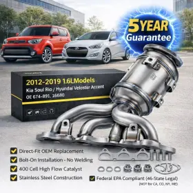 Fjy-674-891 Aftermarket Products Direct Fit Catalytic Converter 16680 1.6l Accent Soul Rio Veloster Epa Kit New