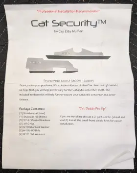 Cat-scr-2-upgd Cat Security Upgrade Kit For Catalytic Converter Shield 06-09 Toyota Prius