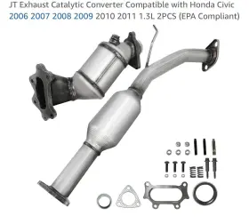 Jt Exhaust 880945380289 Catalytic Converter 2006-2011 Honda Civic 2 Pc New 1.3l Epa Compliant