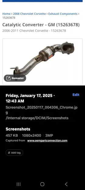 15263678 Oem Catalytic Convertor