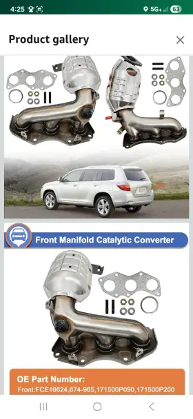 674-133-965-af Stellar Exhaust Catalytic Converter Fits 2008-2011 Toyota Highlander 3.5l V6 Gas Dohc